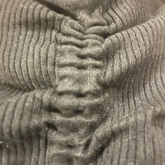 Casual 3/4 Sleeve Body Dress V Neck Rib Knit Drawstring Slim Fit Solid Mini - Picture 7 of 8